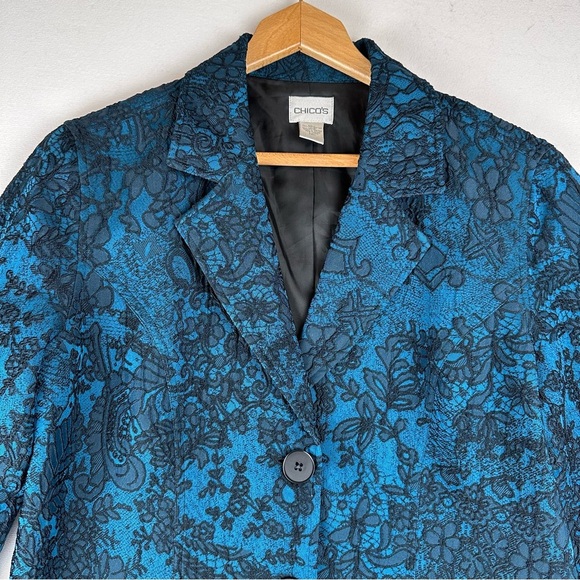 Chico's Lace Floral Blazer Office Party - Picture 2 of 7